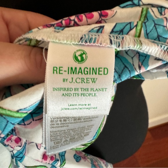 J. Crew Factory Blue White Pink Floral Smocked Top - Picture 11 of 11